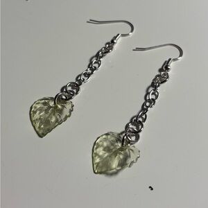 Delicate Green Leaf Dangle Earrings
